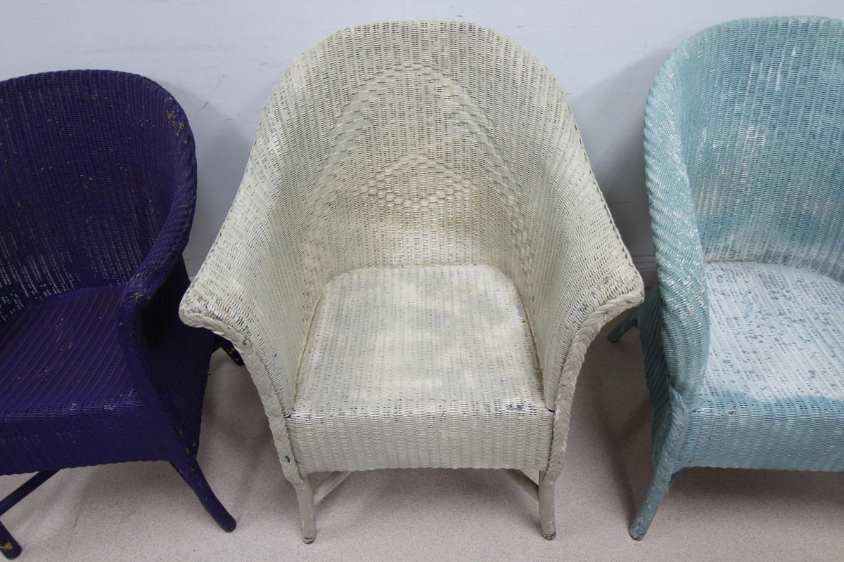 Set of 1 Lloyd Loom Lusty Chair and 3 other Lloyd Loom style Chairs - 4 in all