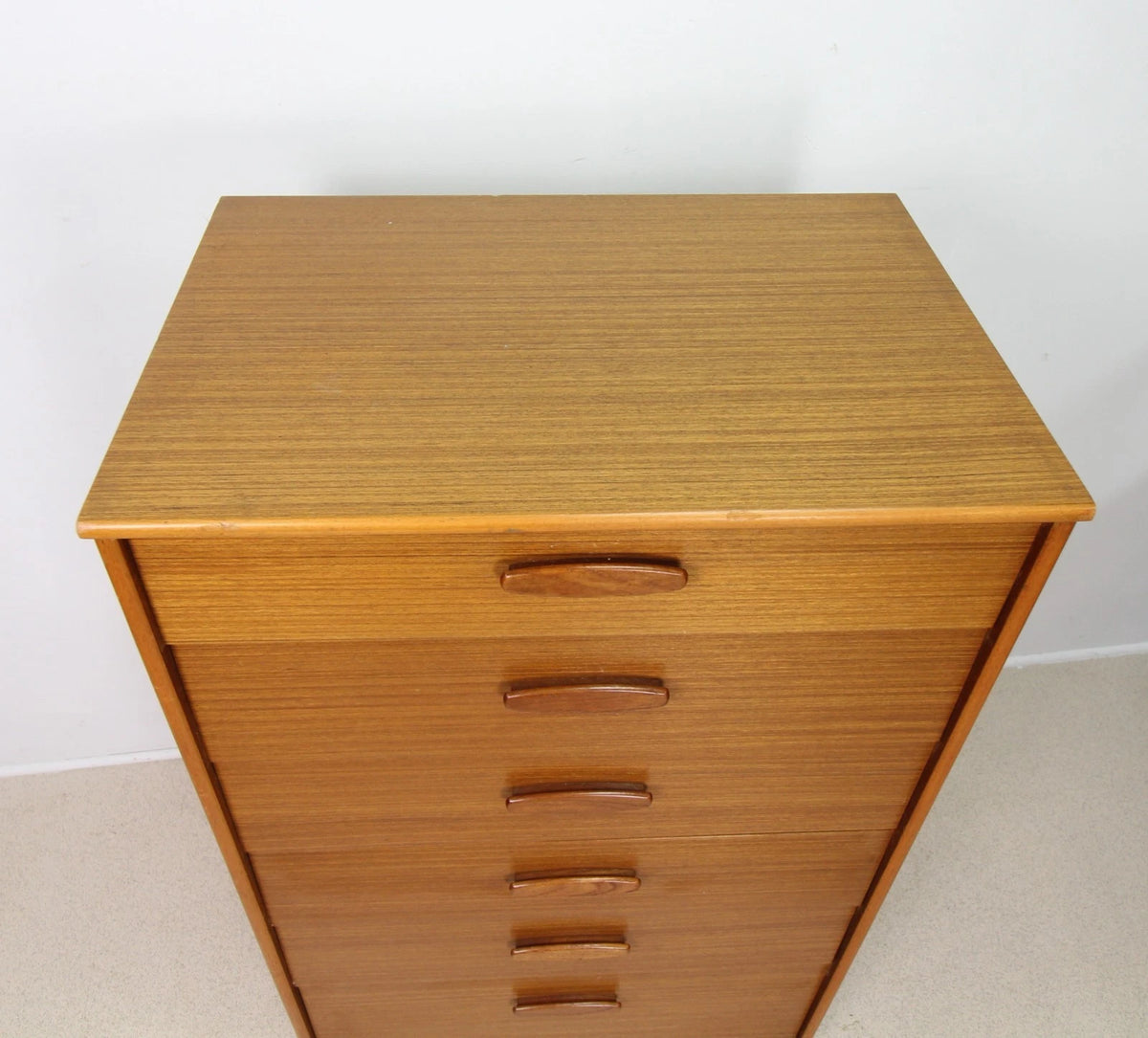 Mid Century Austinsuite Teak 6 Drawer Tallboy Chest of Drawers