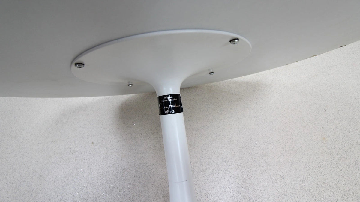 A Vitra Round White Pedestal Coffee Side Table By George Nelson