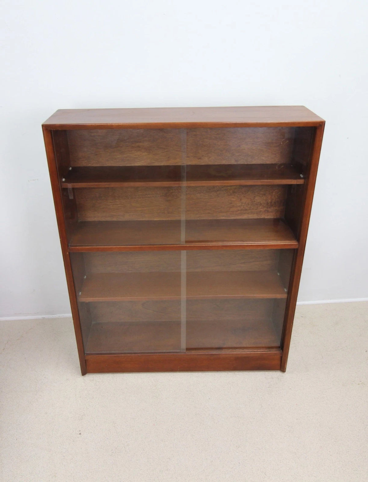 Vintage Teak Sliding Glass Door Bookcase by Herbert E Gibbs