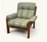 Vintage Ekornes Montana Green Leather Chair - Made in Norway