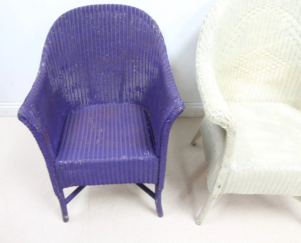 Set of 1 Lloyd Loom Lusty Chair and 3 other Lloyd Loom style Chairs - 4 in all
