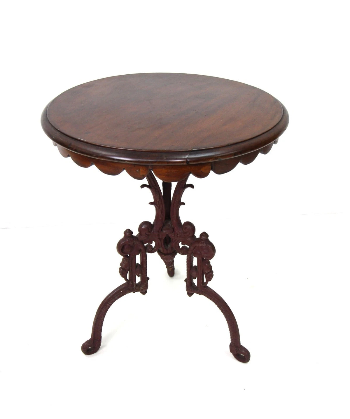 A Small Mahogany Top Cast Iron Base Table