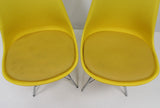Set of 2 Yellow Eames-Inspired Shell Chairs with Cushioned Seats