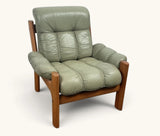 Vintage Ekornes Montana Green Leather Chair - Made in Norway