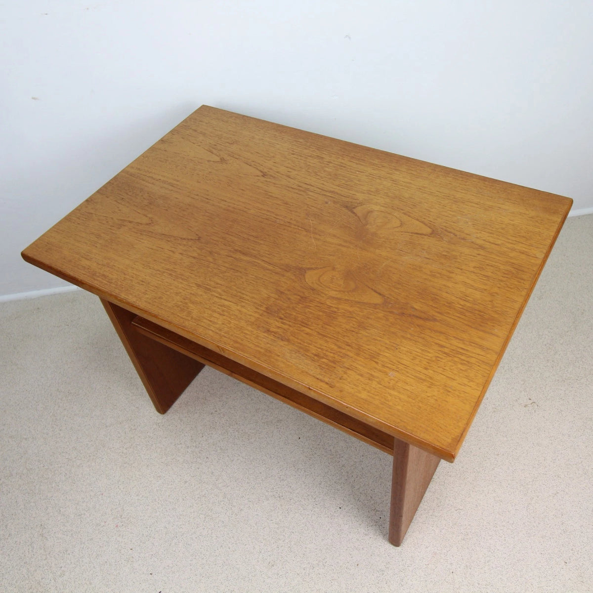Teak Two Tier Small Coffee / Side Table with Magazine Shelf