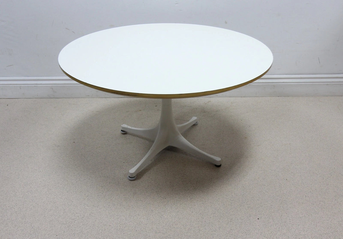 A Vitra Round White Pedestal Coffee Side Table By George Nelson