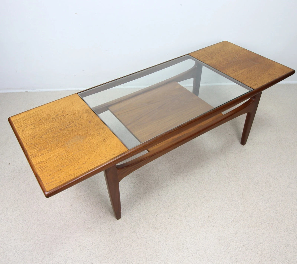 Mid century G Plan Fresco Teak and Glass Two-tier Coffee Table