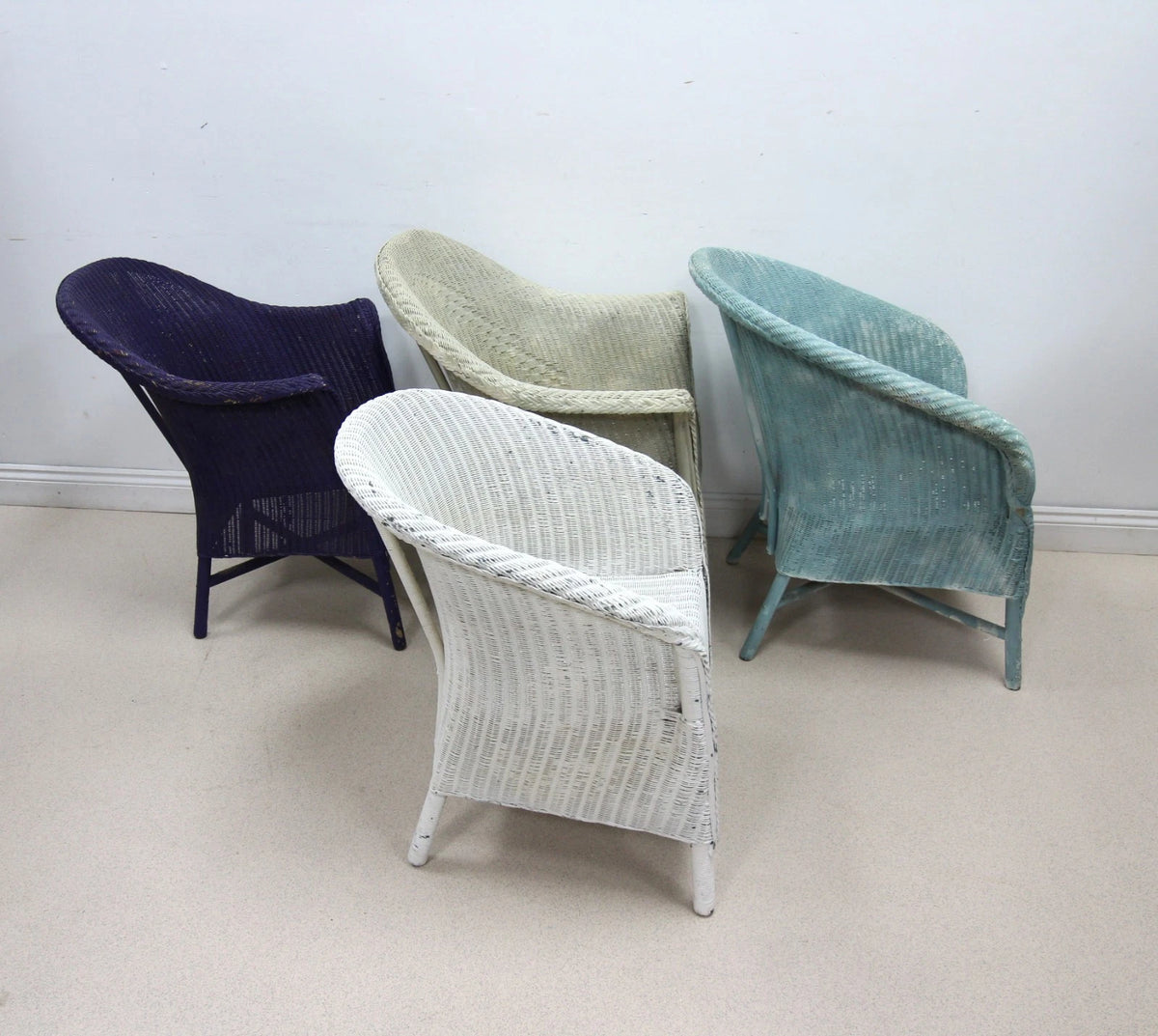 Set of 1 Lloyd Loom Lusty Chair and 3 other Lloyd Loom style Chairs - 4 in all