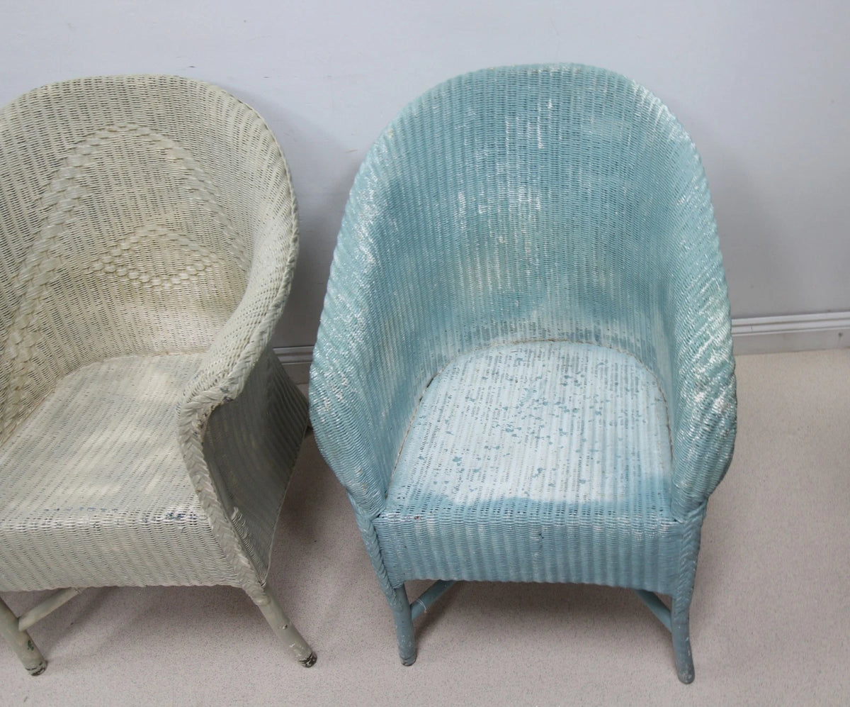 Set of 1 Lloyd Loom Lusty Chair and 3 other Lloyd Loom style Chairs - 4 in all