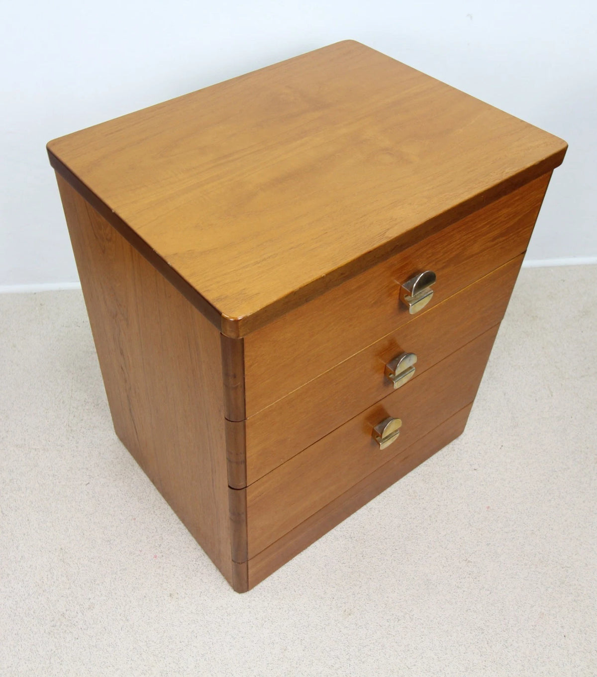 Mid Century Stag Cantata Teak 3 Drawer Bedside Cabinet