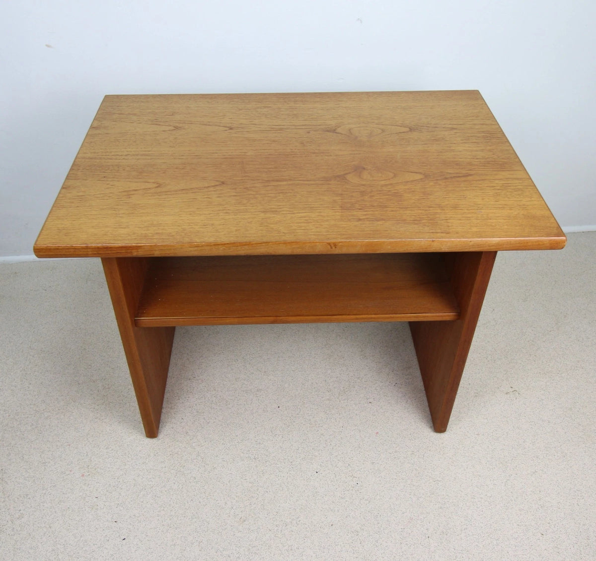 Teak Two Tier Small Coffee / Side Table with Magazine Shelf