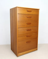 Mid Century Austinsuite Teak 6 Drawer Tallboy Chest of Drawers