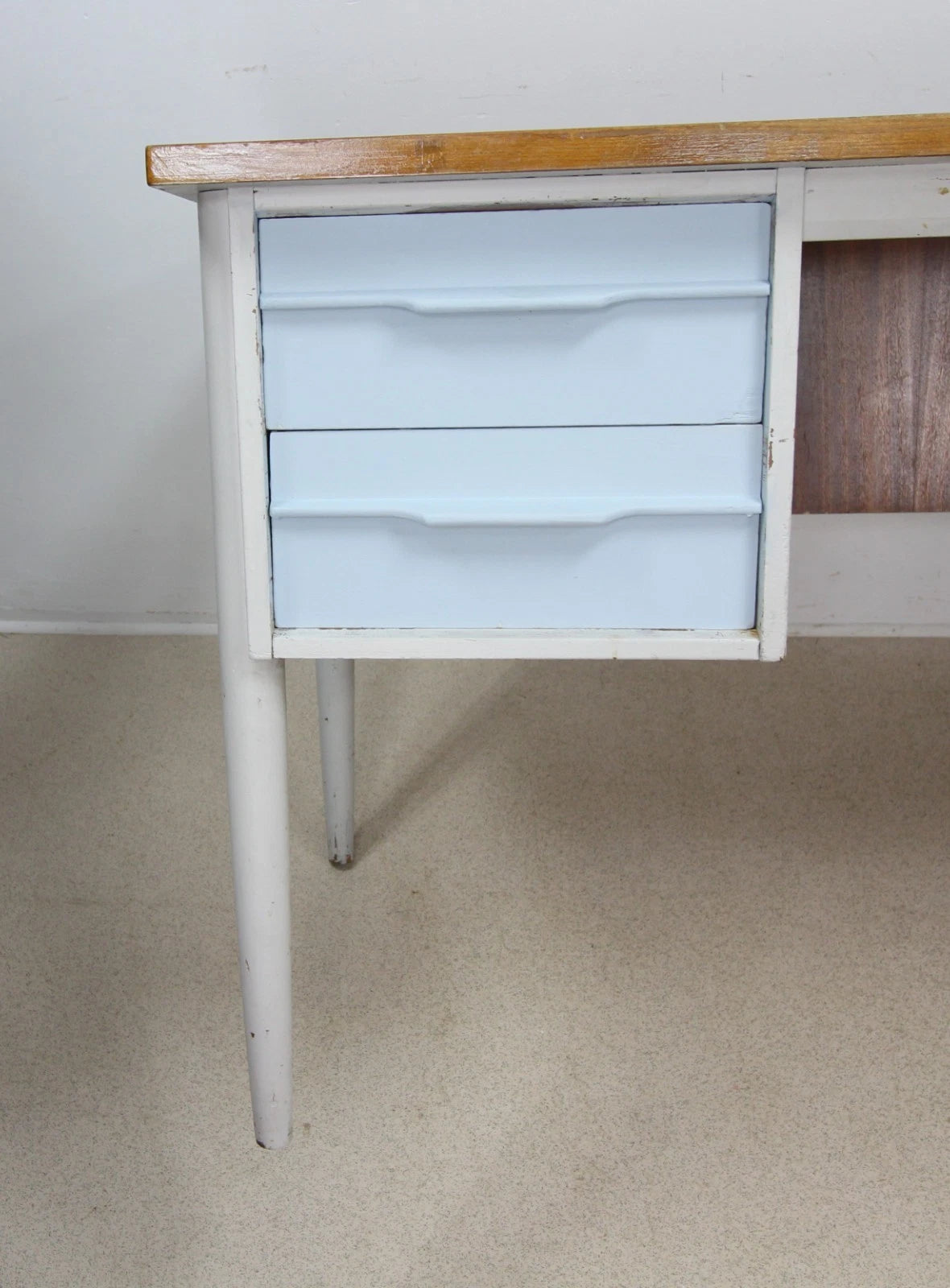 Vintage Teak Shabby Chic Painted Writing Desk