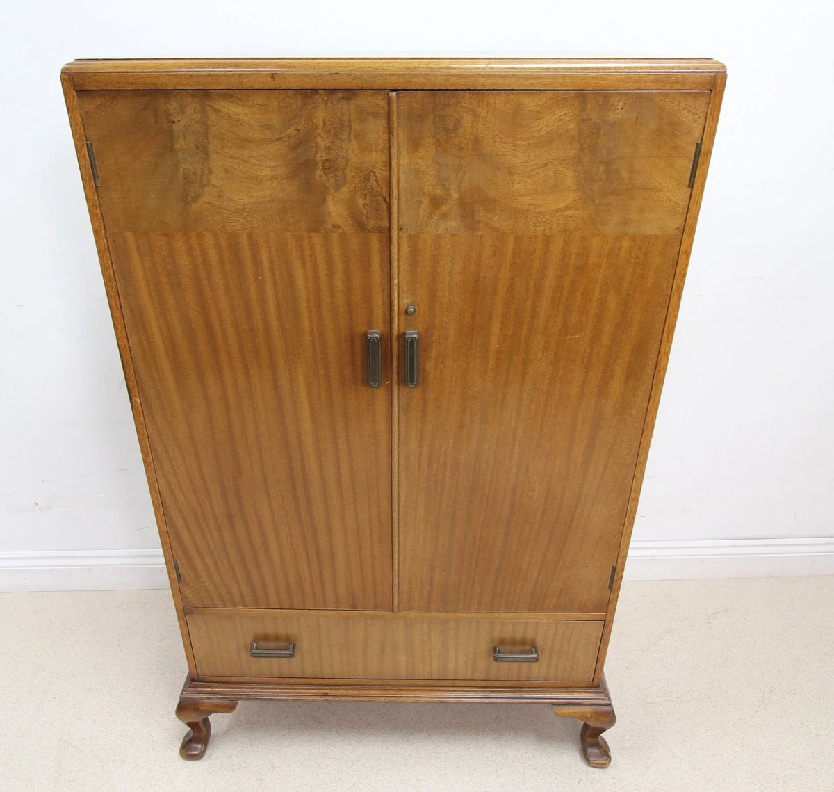 Elegant Vintage Tallboy Cabinet Linen Cupboard with Drawer - 1930s Art Deco