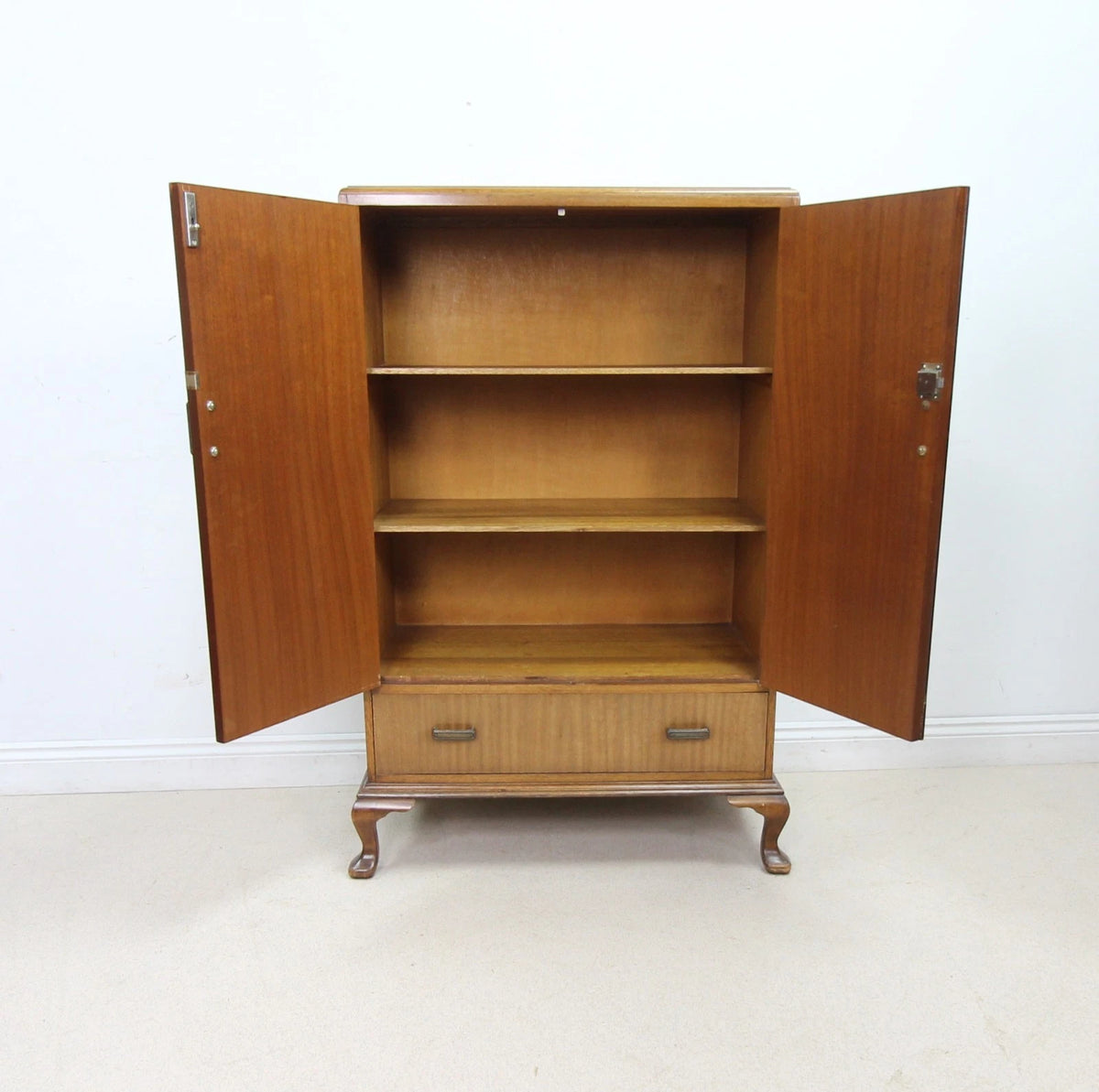 Elegant Vintage Tallboy Cabinet Linen Cupboard with Drawer - 1930s Art Deco