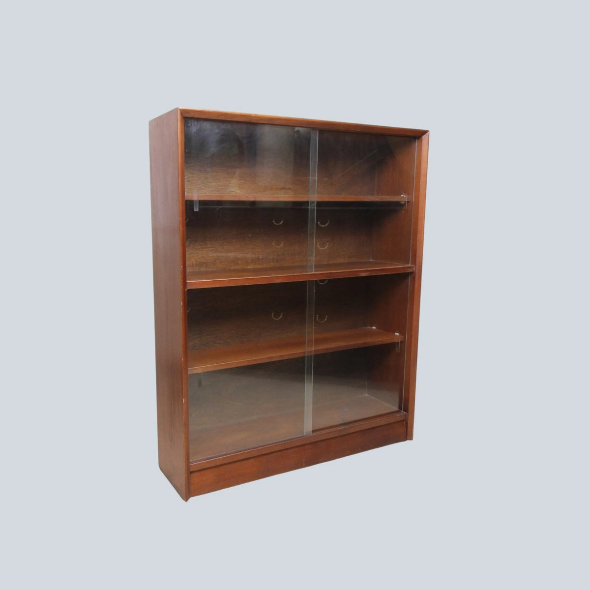 Vintage Teak Sliding Glass Door Bookcase by Herbert E Gibbs