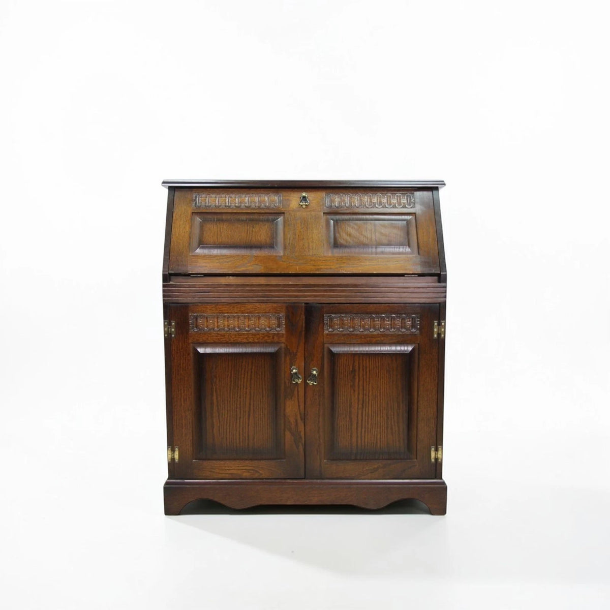 A Vintage Style Wood Effect Writing Bureau In Dark Finish