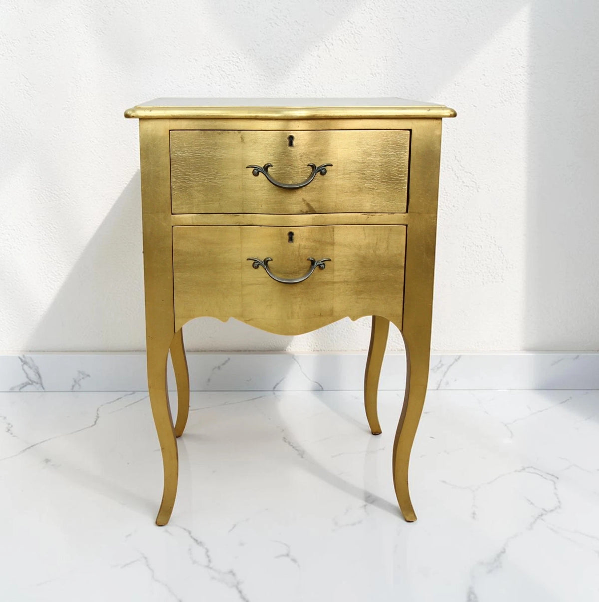 And So To Bed London Bombe Bedside Cabinet in Gold Colour