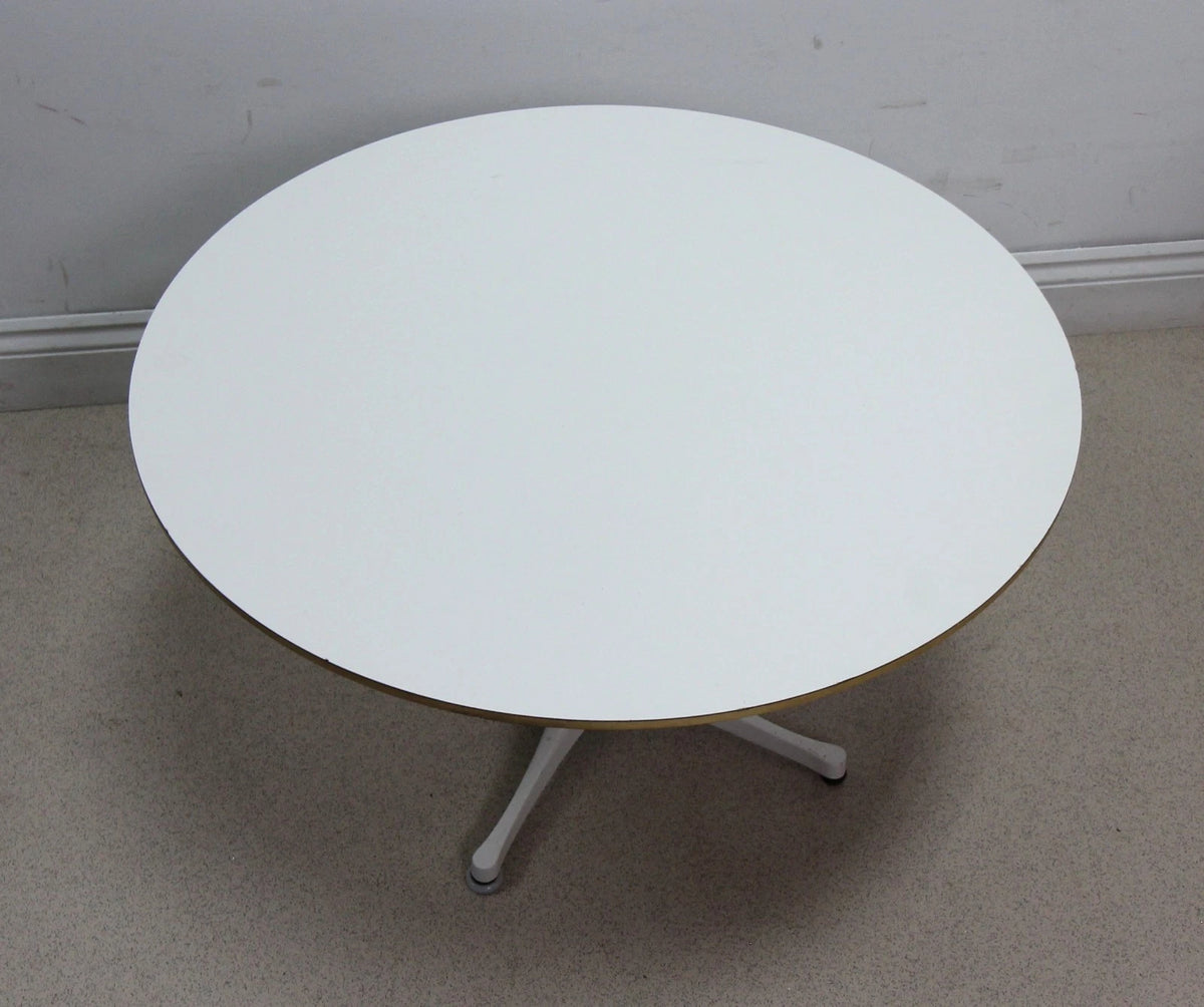 A Vitra Round White Pedestal Coffee Side Table By George Nelson