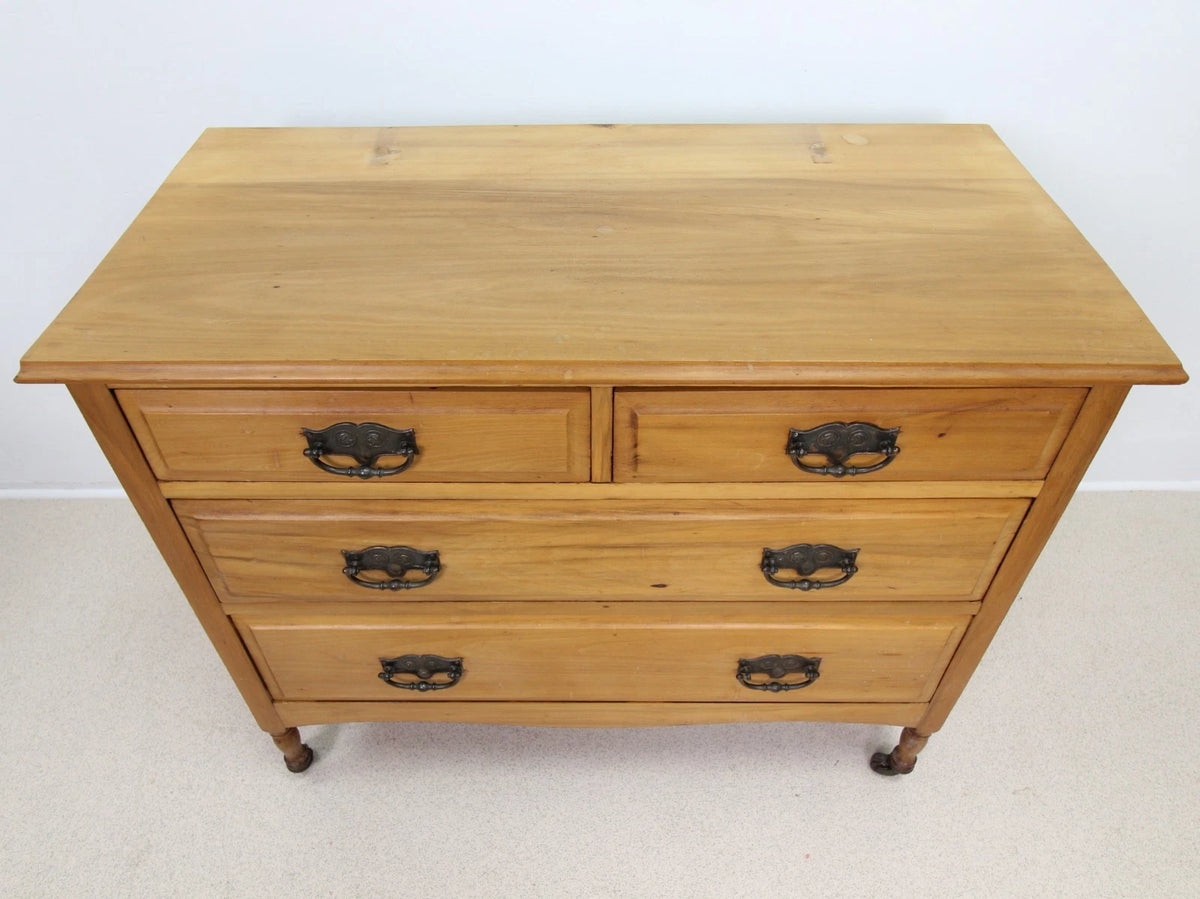 Vintage Satinwood 4 Drawer Chest of Drawers