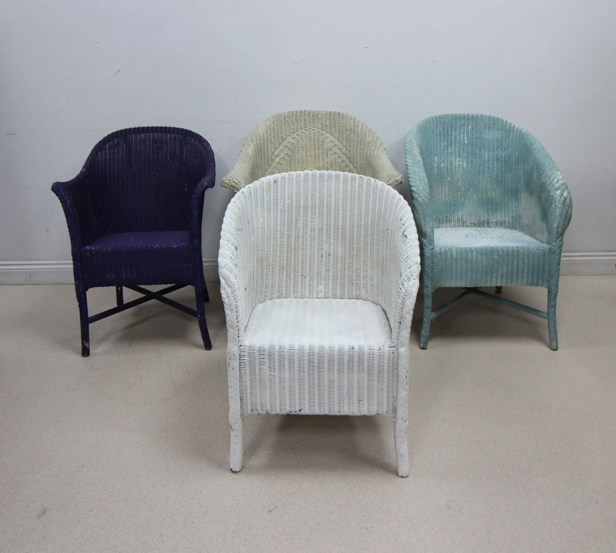 Set of 1 Lloyd Loom Lusty Chair and 3 other Lloyd Loom style Chairs - 4 in all