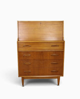 Mid Century Jentique Teak Writing Bureau - Lockable