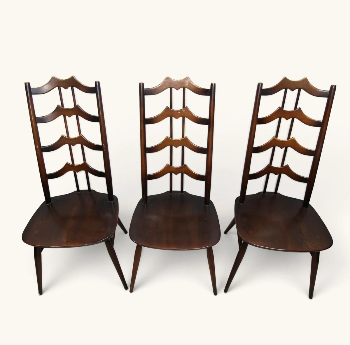 Vintage Mid Century Set of 4 Ercol 496 Batwing Dining Chairs