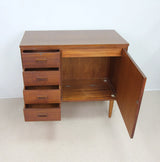 Small Danish Style Teak Cabinet with Cupboard & Drawers Ex Singer Sewing Machine