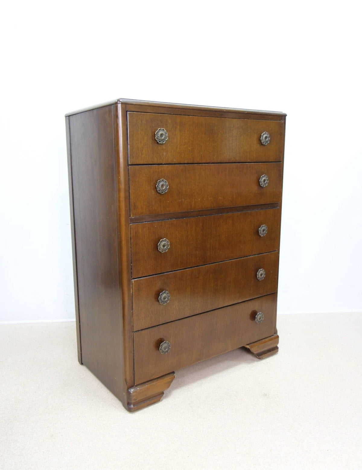 Mid Century Harry Lebus Chest of Drawers in Dark Oak