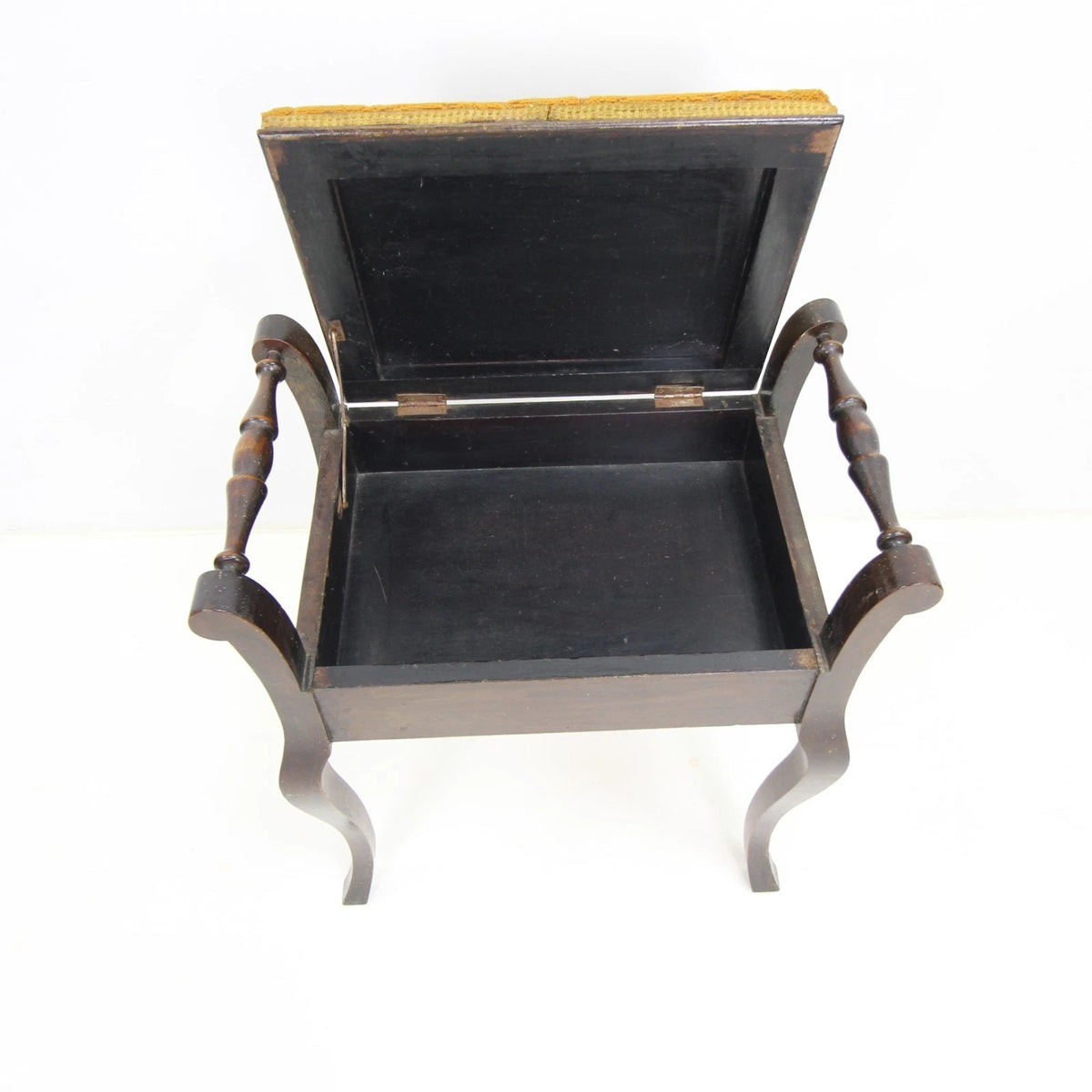 Solid Wood Vintage Piano Stool - Upholstered Lift Up Seat with Storage