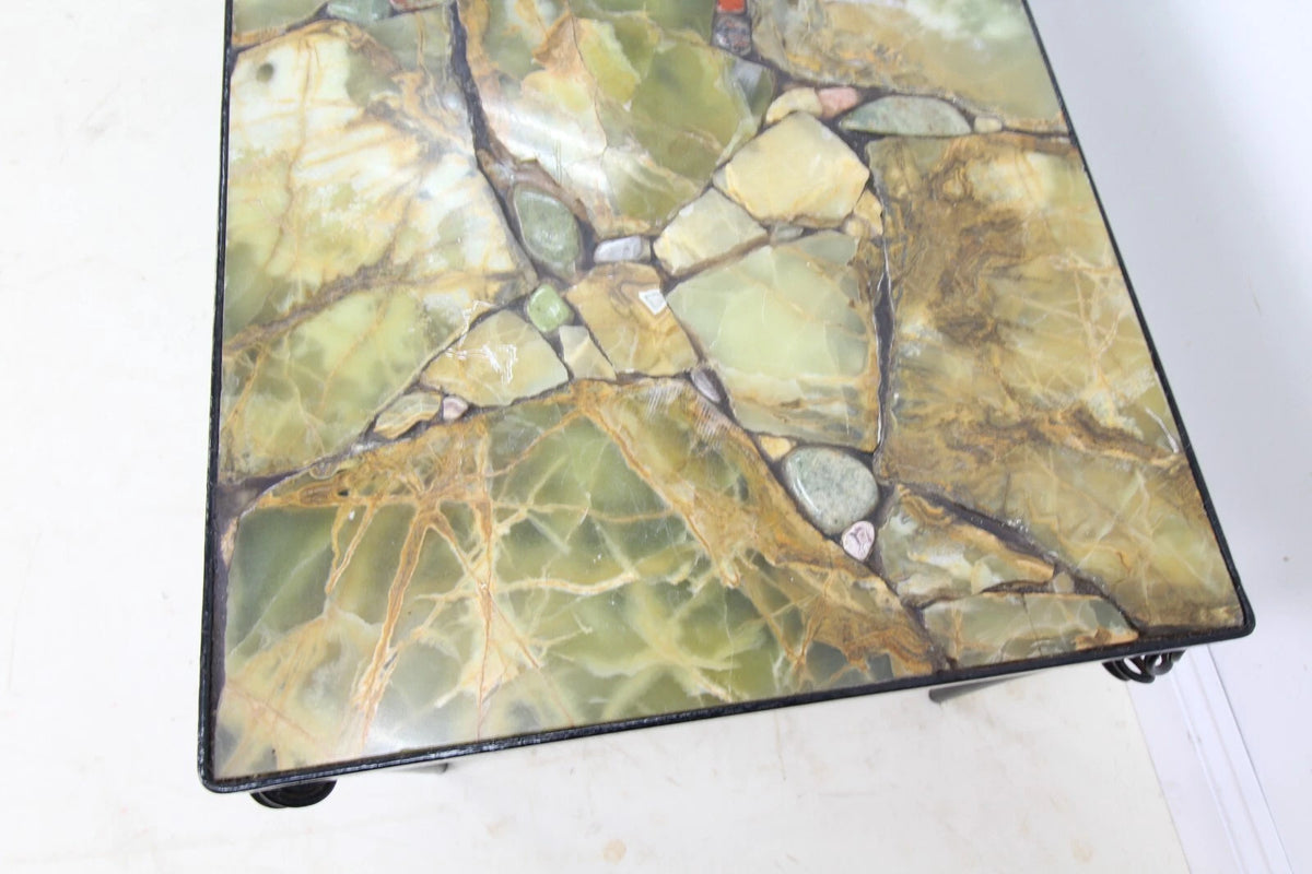 A Stone Top Metal Feet Coffee Table