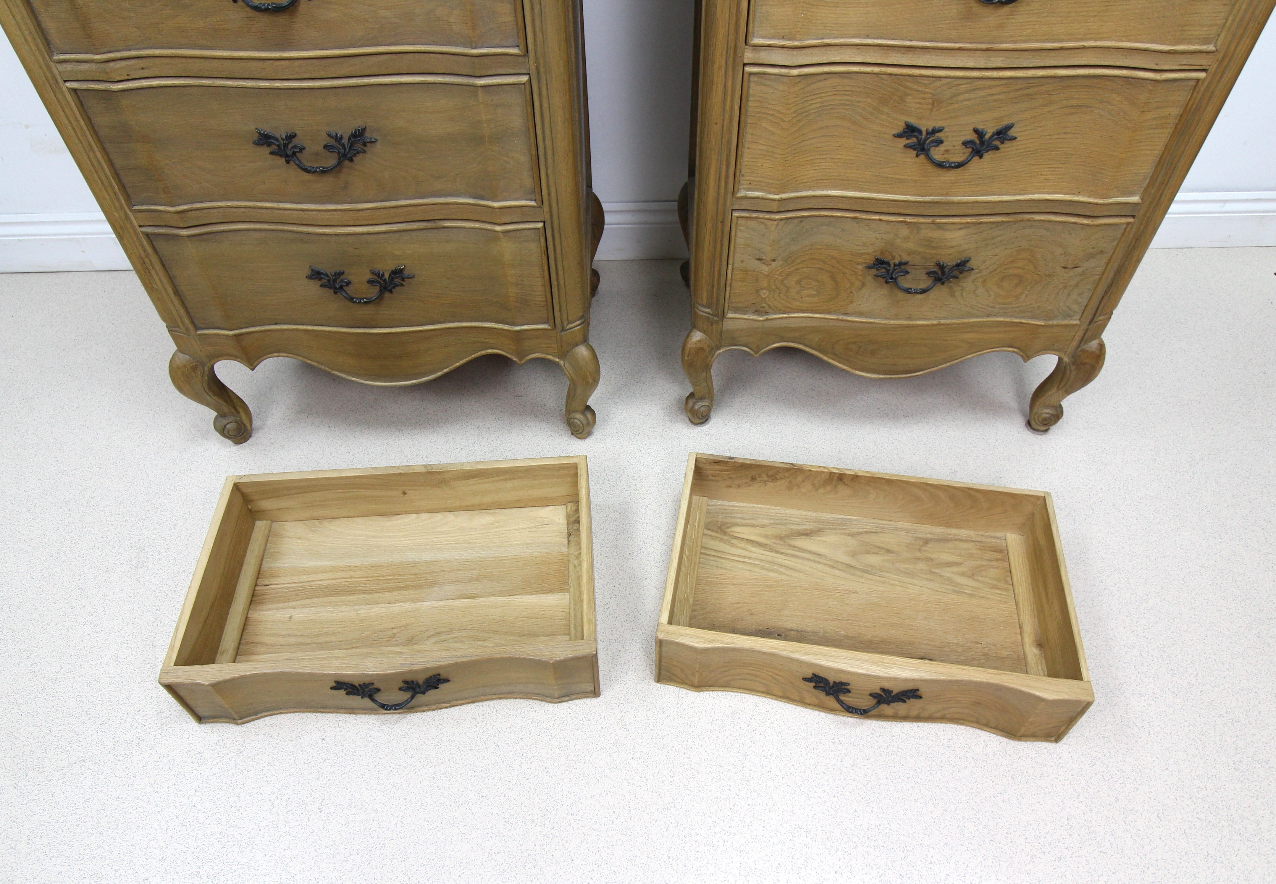Pair of French Style Rustic Solid Wood Tallboy Chest Of Drawers