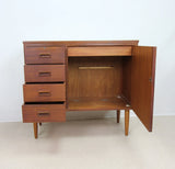 Small Danish Style Teak Cabinet with Cupboard & Drawers Ex Singer Sewing Machine