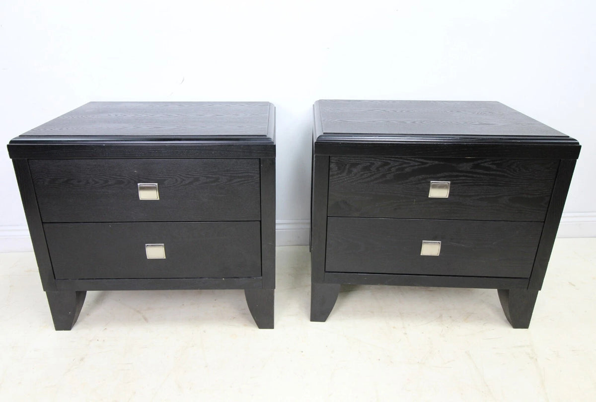 Pair of Black Ash Veneered Bedside Cabinets