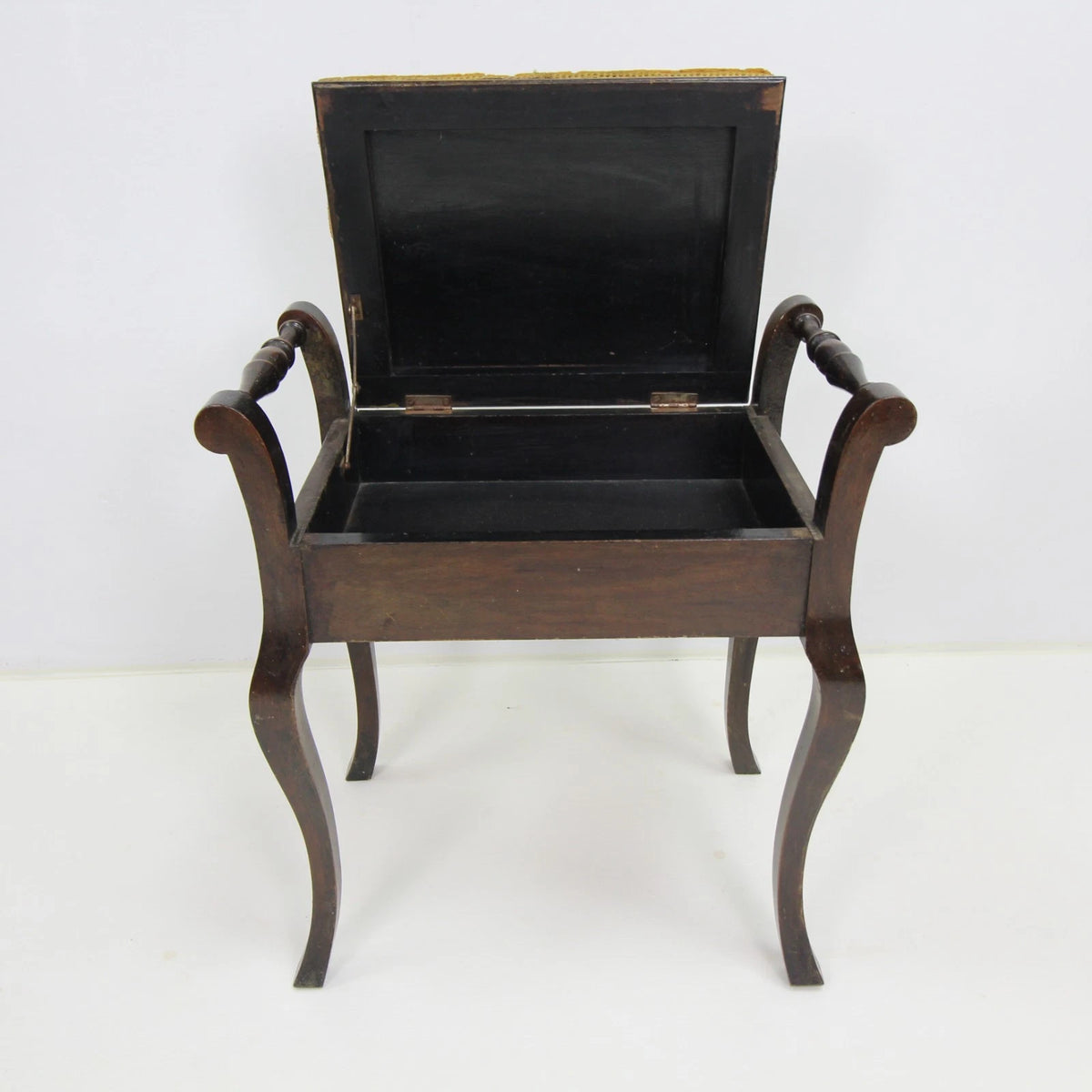 Solid Wood Vintage Piano Stool - Upholstered Lift Up Seat with Storage
