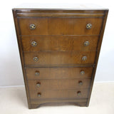 Vintage Dark Oak Tallboy Chest of Drawers