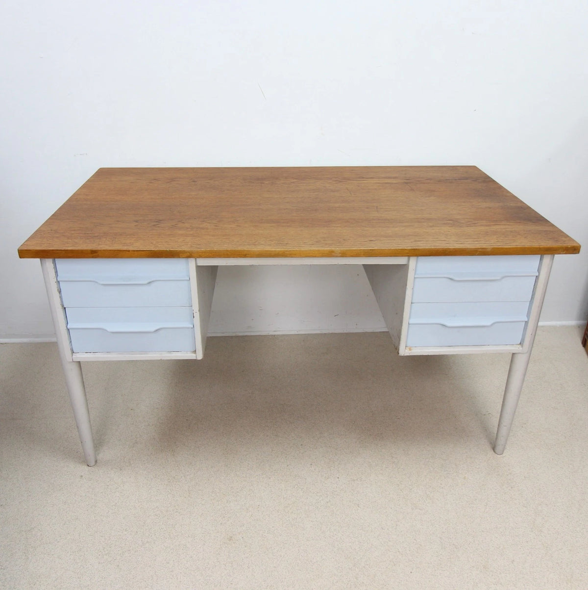 Vintage Teak Shabby Chic Painted Writing Desk