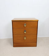Mid Century Stag Cantata Teak 3 Drawer Bedside Cabinet