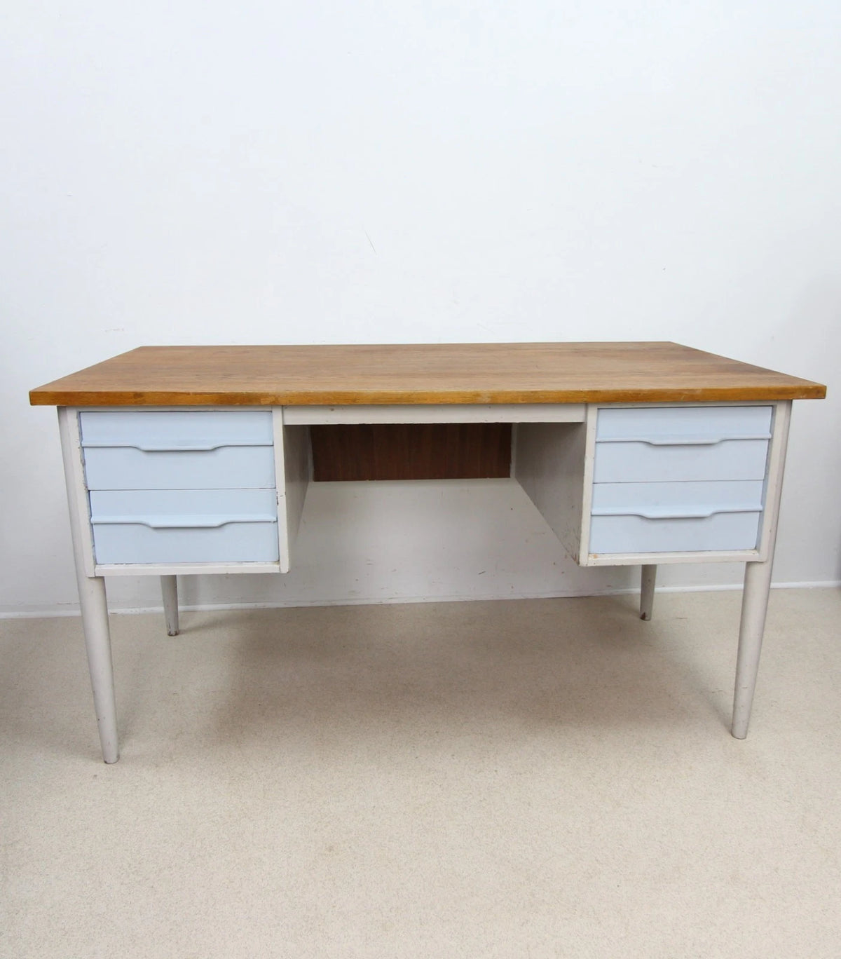 Vintage Teak Shabby Chic Painted Writing Desk
