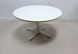 A Vitra Round White Pedestal Coffee Side Table By George Nelson