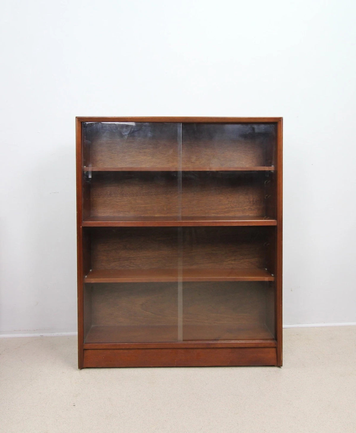 Vintage Teak Sliding Glass Door Bookcase by Herbert E Gibbs