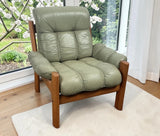 Vintage Ekornes Montana Green Leather Chair - Made in Norway