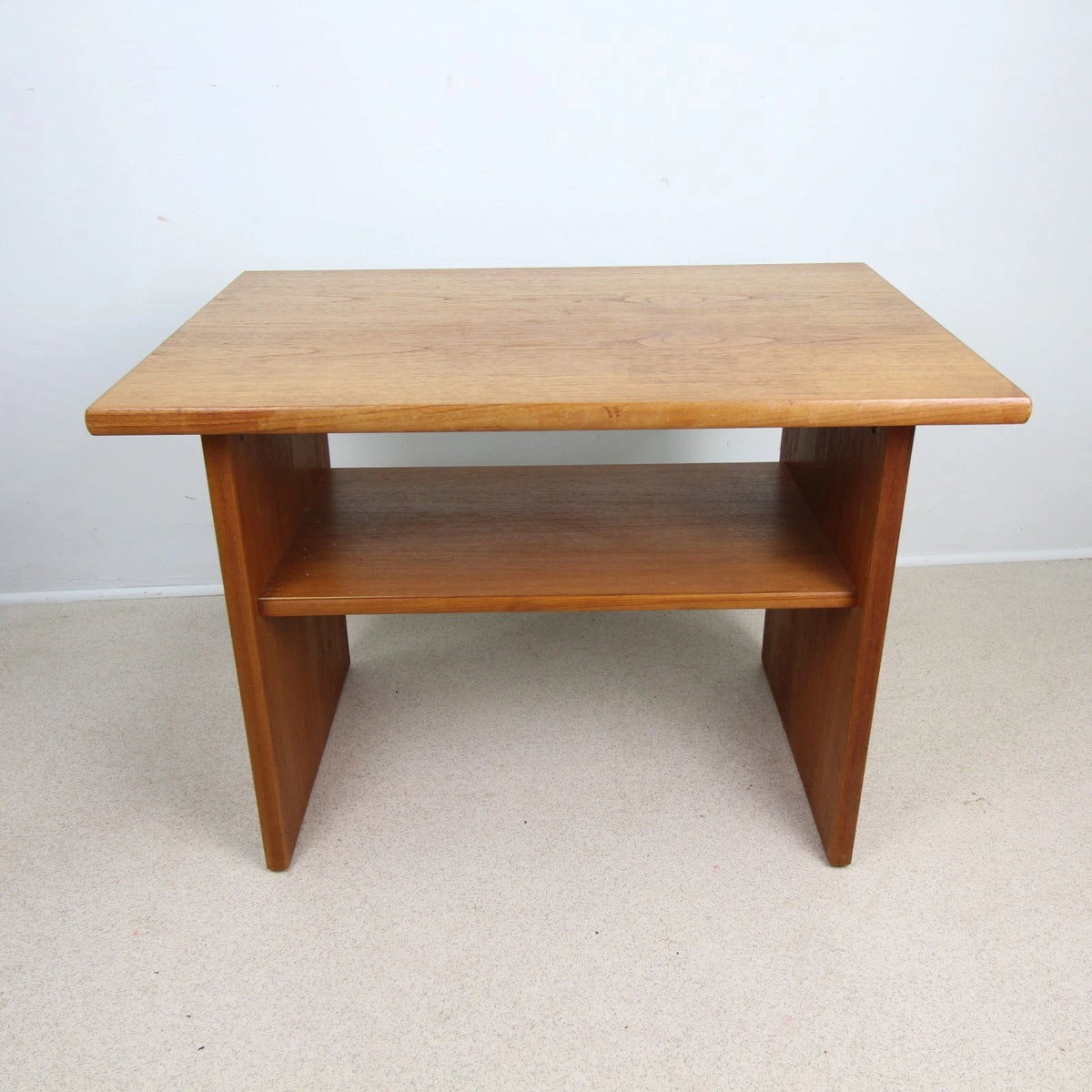 Teak Two Tier Small Coffee / Side Table with Magazine Shelf