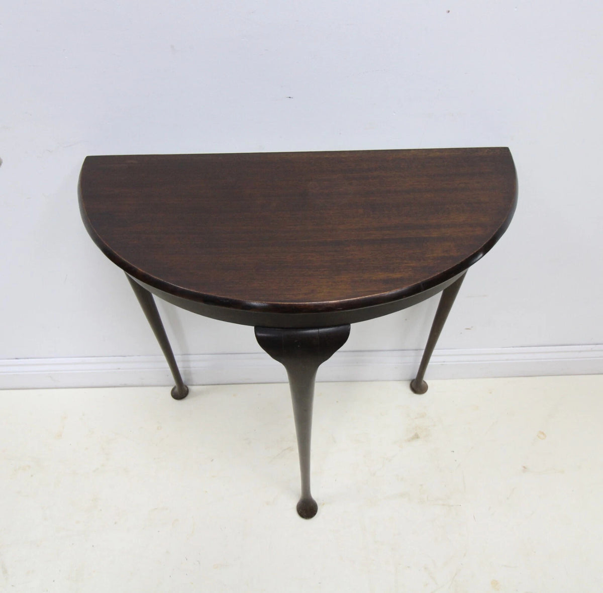 Vintage Mahogany Demi Lune Side Console Table By H. Shaw London