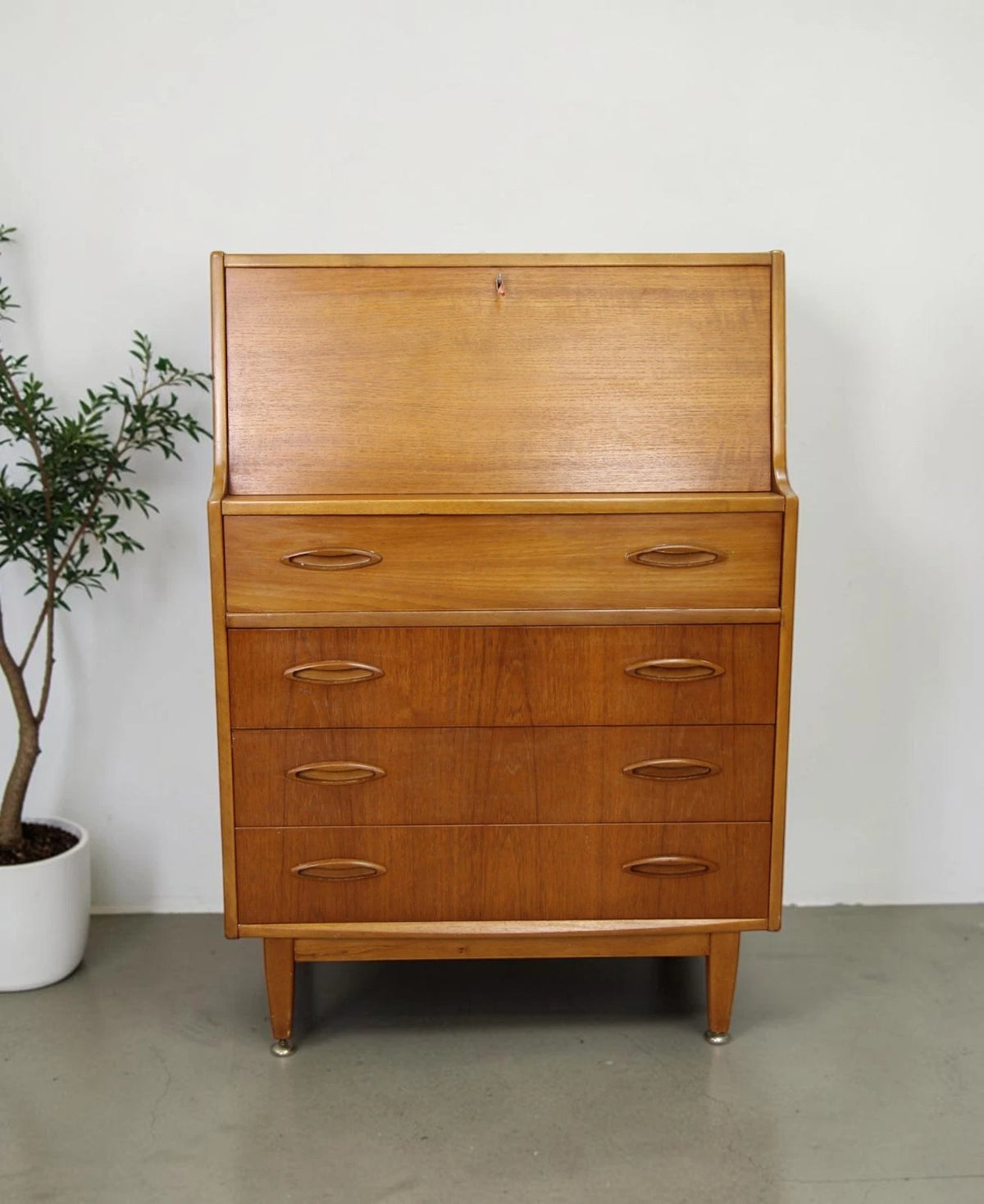 Mid Century Jentique Teak Writing Bureau - Lockable