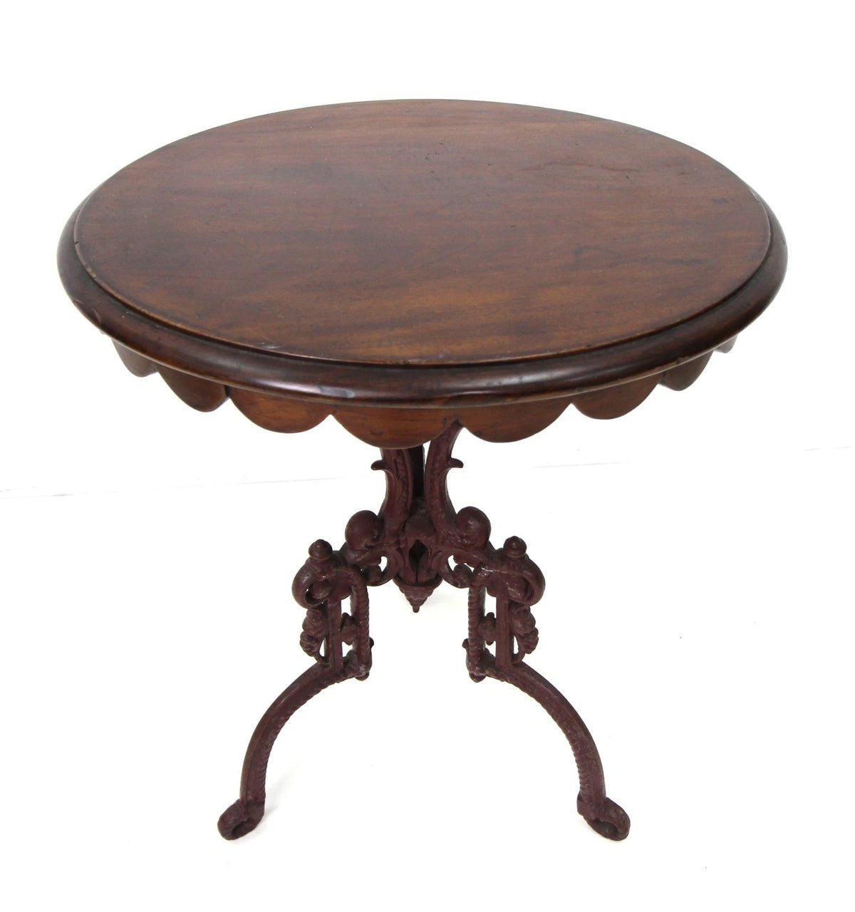 A Small Mahogany Top Cast Iron Base Table