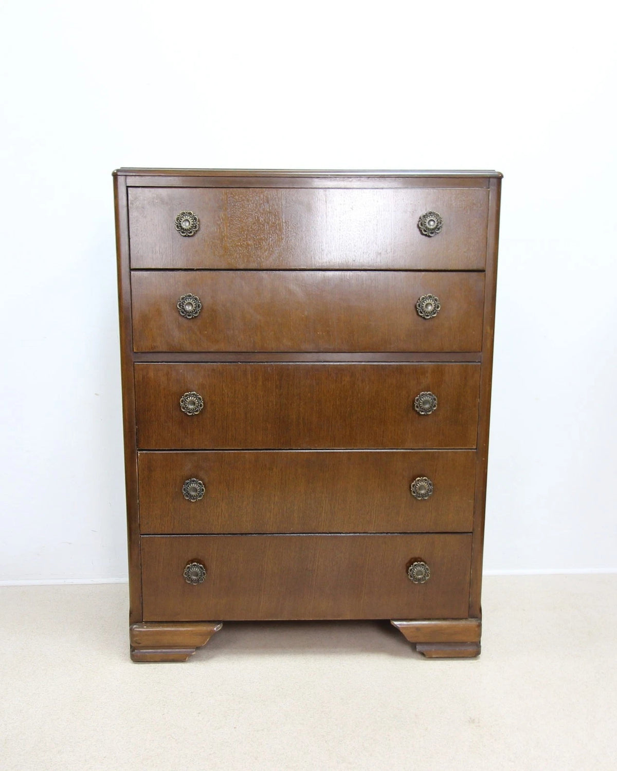 Mid Century Harry Lebus Chest of Drawers in Dark Oak